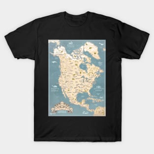 America map / North & Central / hand drawn T-Shirt